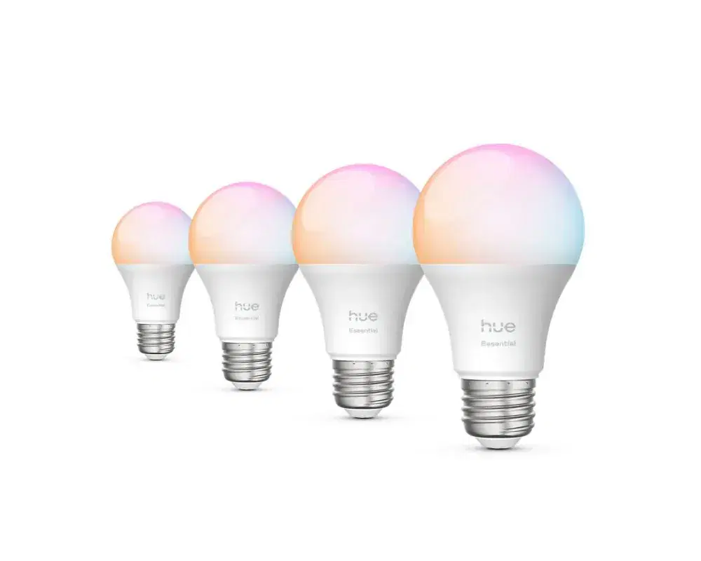 Philips Hue Essential smart bulbs on a light background
