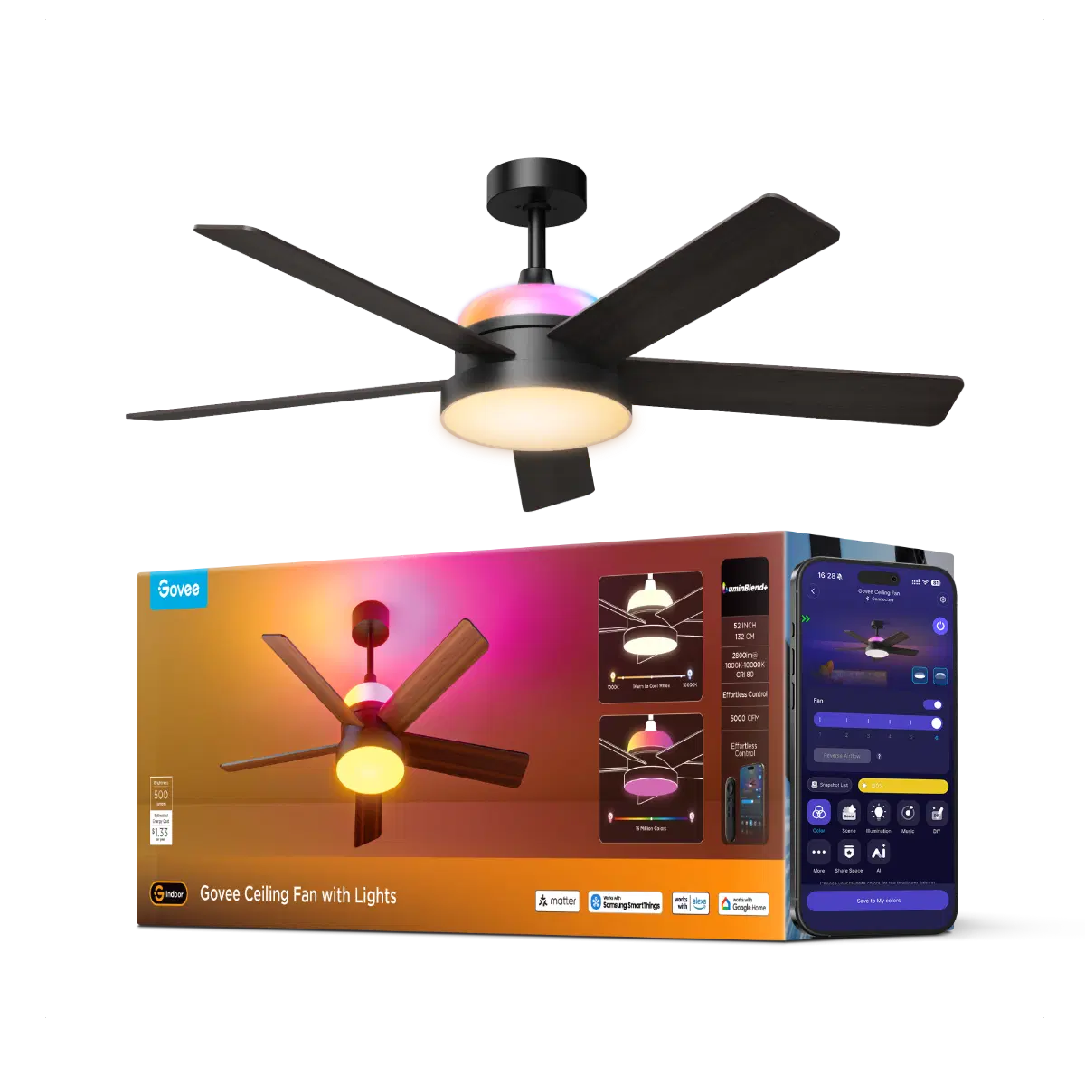 Govee 52 Inch Ceiling Fan with Lights
