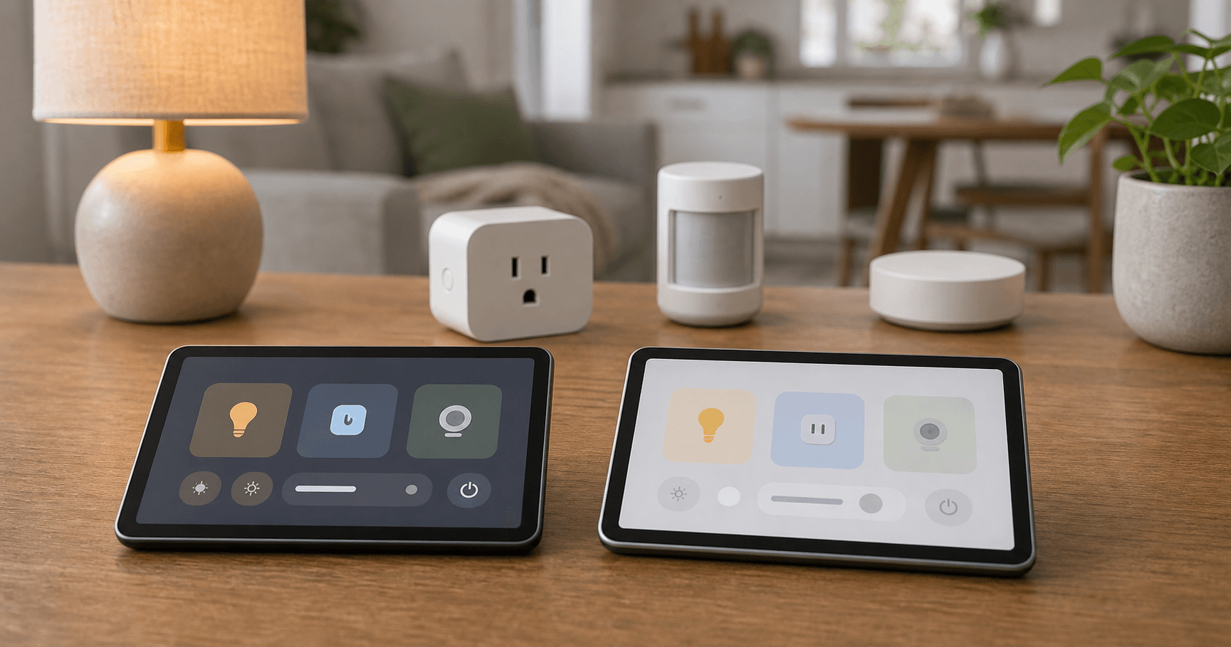 Two phones controlling the same unbranded Matter smart home setup from different ecosystems